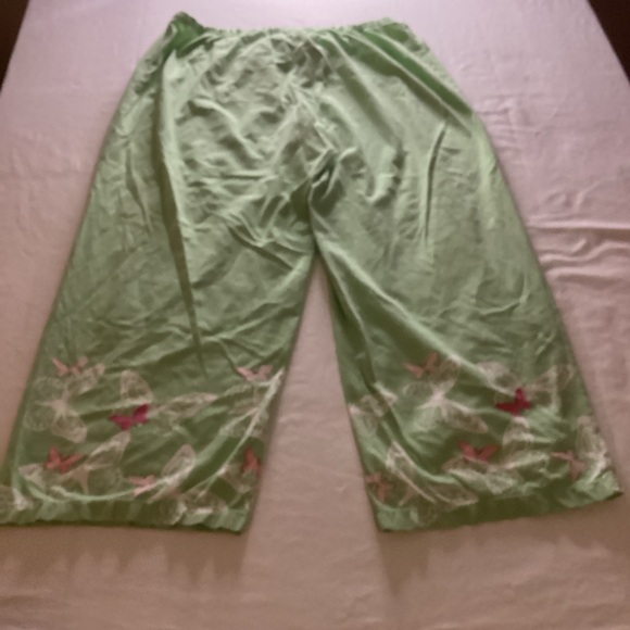 HUE Other - HUE Green Pajama Pants with Pink and White Accents